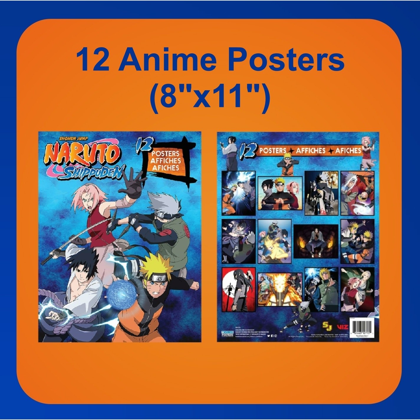 Naruto Shippuden 8x11 Inch Poster Book 12 Count Collage