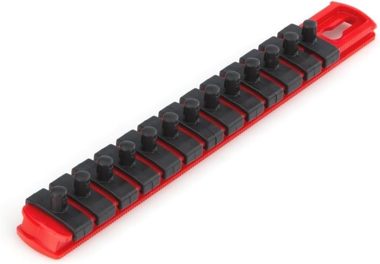 TEKTON 1/4 Inch Drive x 8 Inch Socket Rail, 13 Clips (Red) | OSR01113