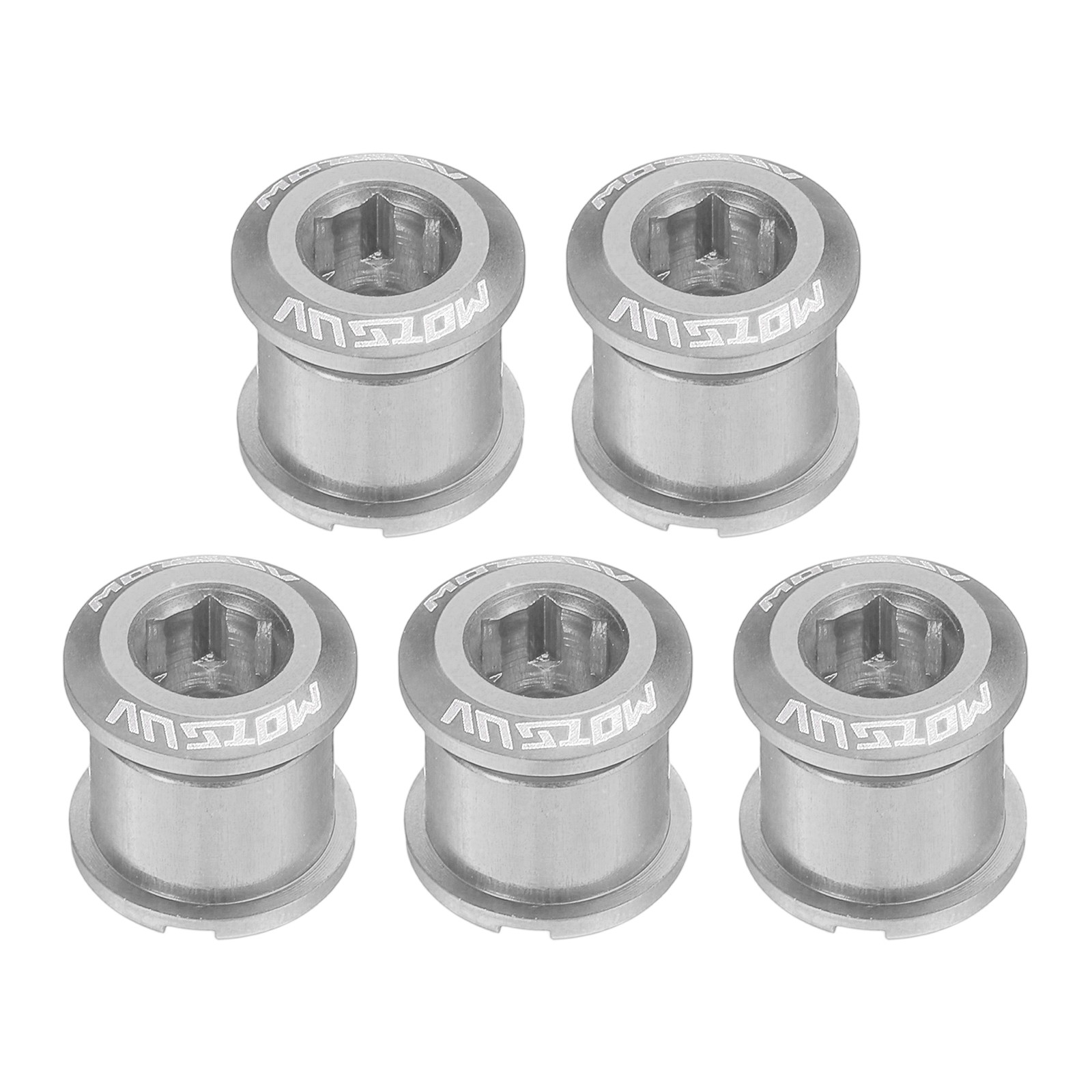 5pcs Double Chain Ring Bolts M8 Aluminum Alloy Bike Chainwheel Screws, Silver