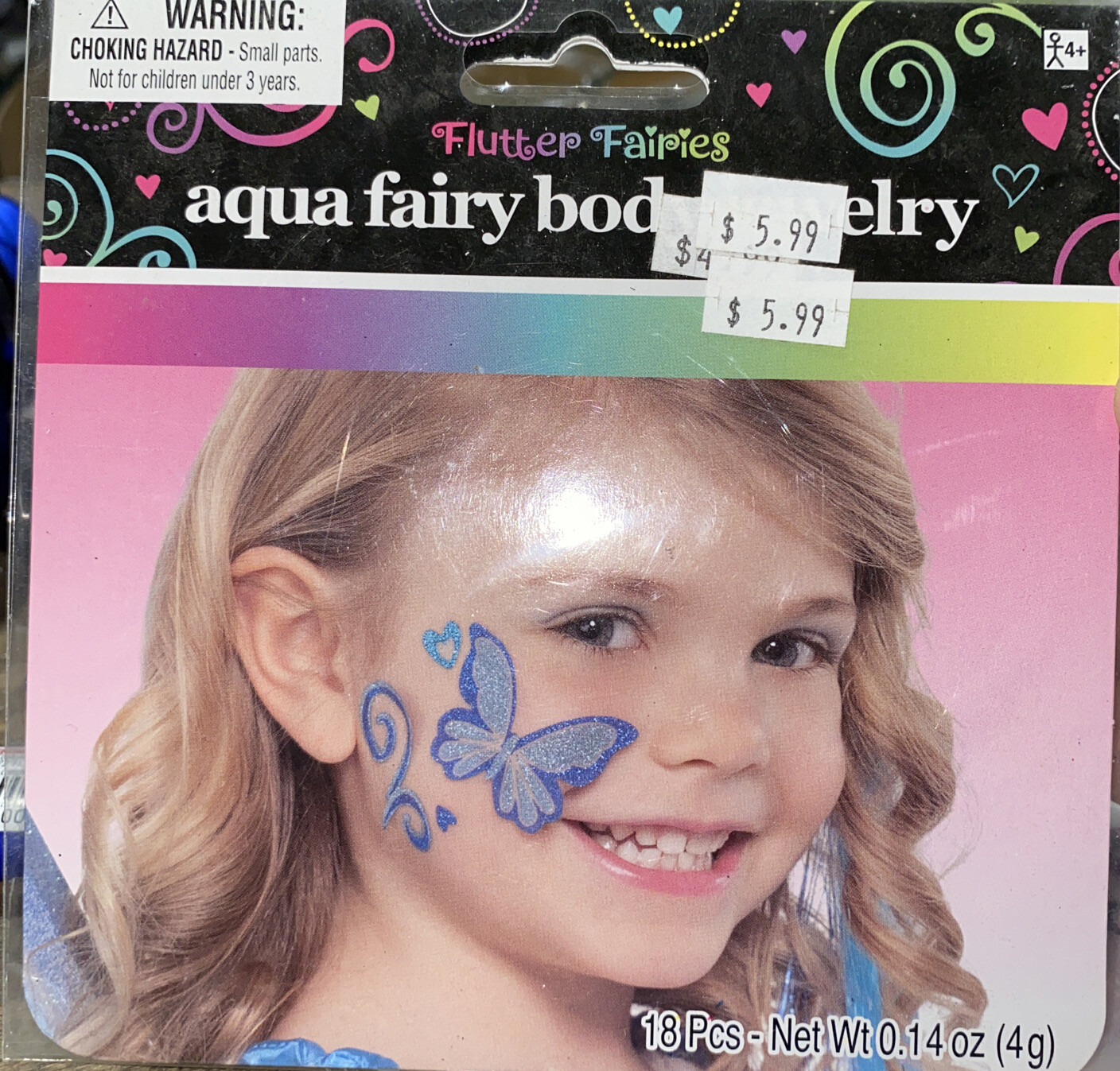 Aqua Fairy Body Jewelry 18 Pcs Ages 4+ Non-Toxic 18 Piece Body Tattoo