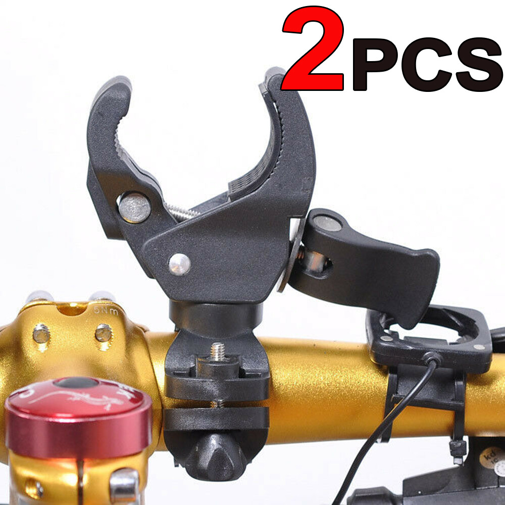 2X Bike Bicycle Handlebar Mount Clamp Clip Holder Flashlight Torch Rotating Tool