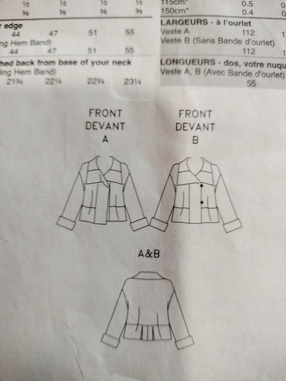 Vogue Advanced Plus V7907 Pattern - Loose-fitting Jacket Misses S-M Cut
