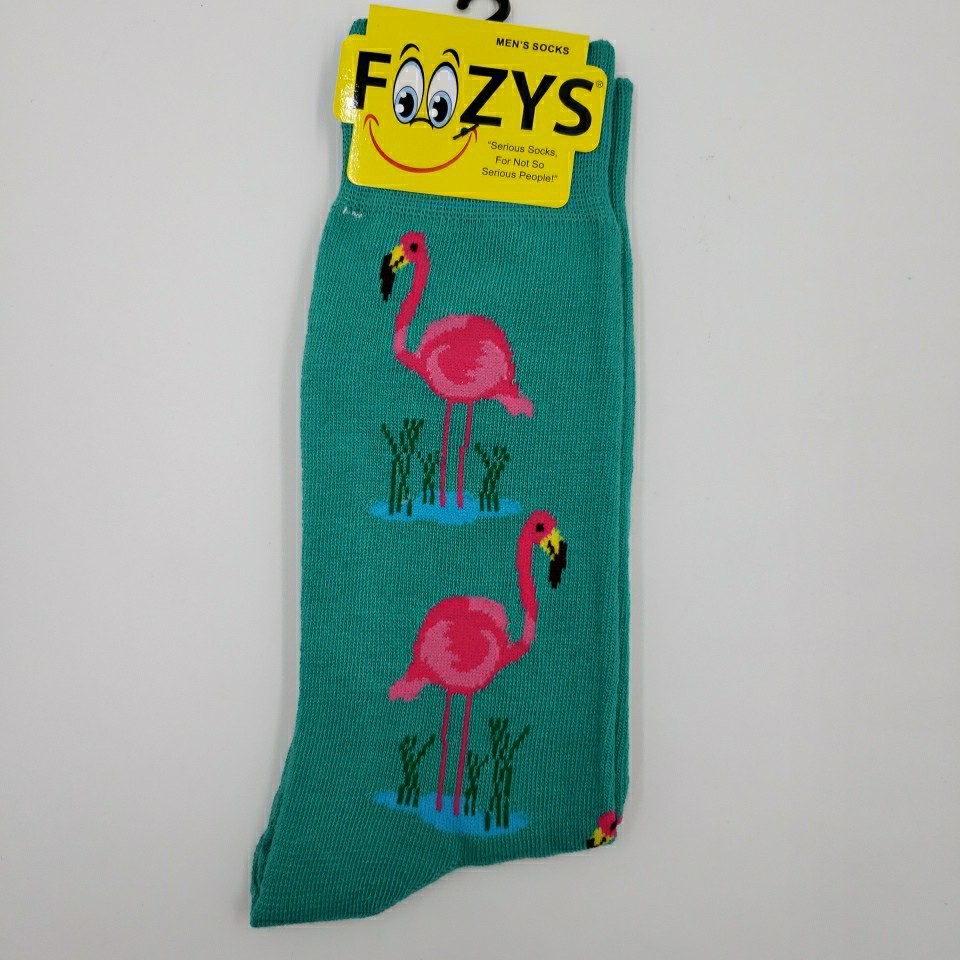 Mens Tropical Pink Flamingo Socks Gift Florida Party Cruise Life Novelty 2 PAIRS