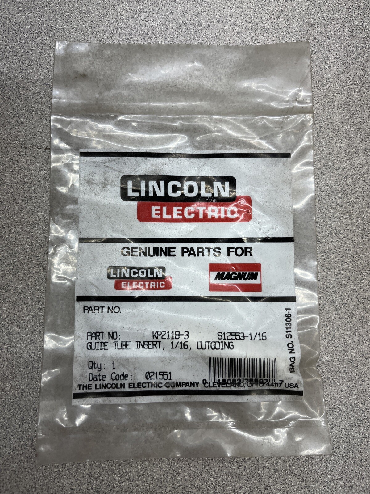 Lincoln Electric KP2118-3 Guide Tube Insert 1/16 in (1.6 mm) Outgoing