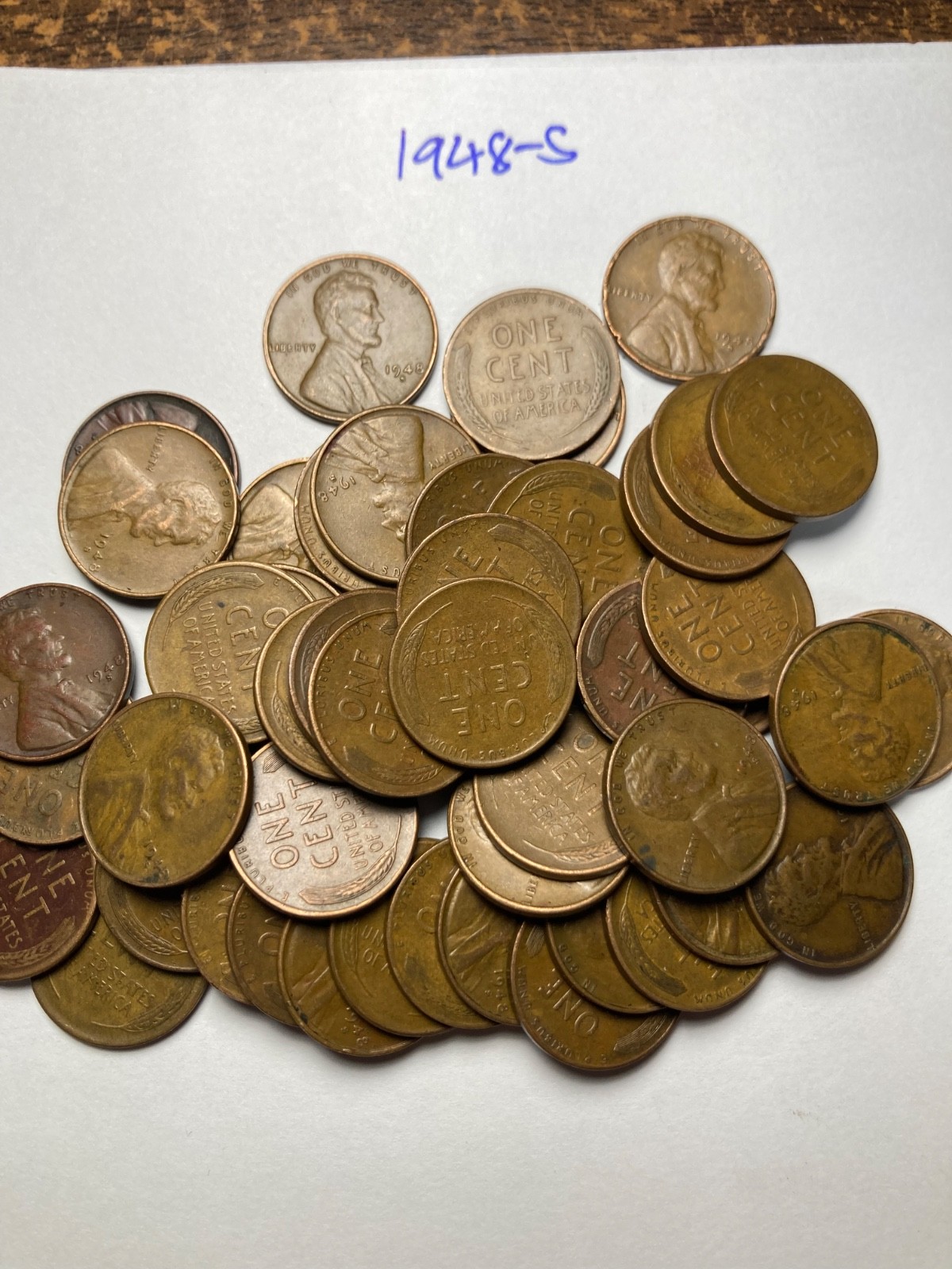 1948-S LINCOLN WHEAT CENT PENNY ROLL, nice condition