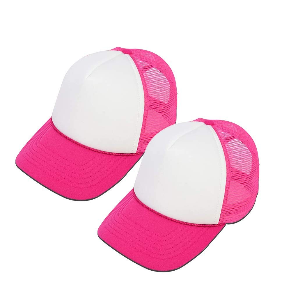 MR.R Sublimation Blank Polyester Mesh Cap Hat Two Tone 6 1/4-7, Rose Red