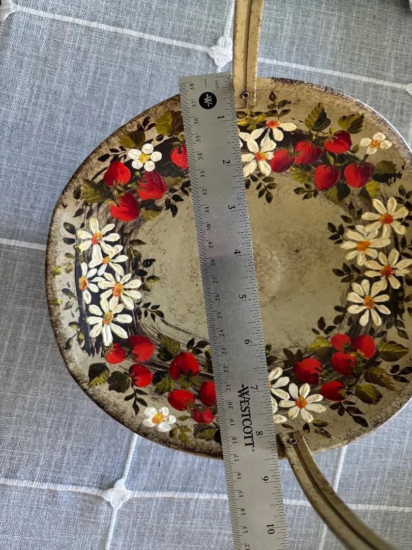 Vintage Toleware Metal Basket with Handle