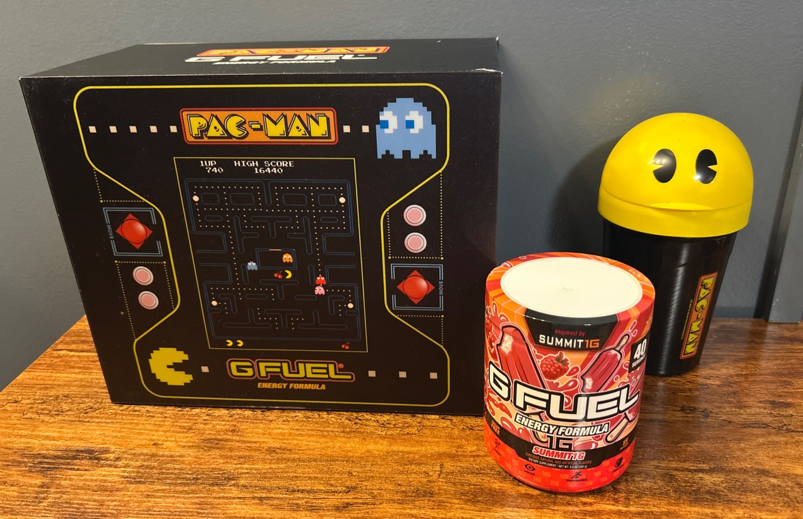 G FUEL Pac-Man Collector’s Box, Shaker Cup & Summit1G Tub Bundle