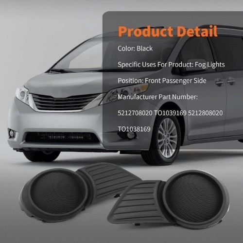 2Pcs Driver and Passenger Side Fog Light Covers Compatible with 2011-2017 Sienna