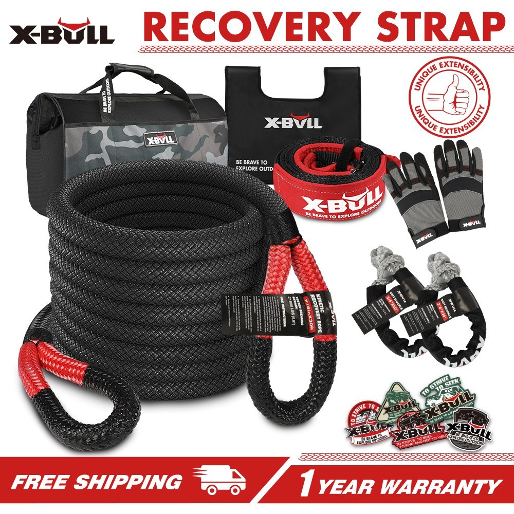 X-BULL Recovery Kit 4X4 4WD Kinetic Rope Snatch Strap Winch Damper 13PCS Offroad