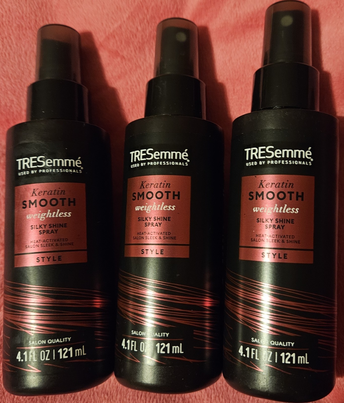 3 Tresemme Keratin Smooth Weightless Silky Shine Spray Heat Activated 4.1 Oz Ea.