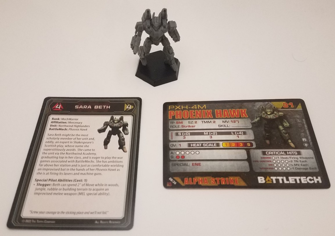 Battletech Alpha Strike - Phoenix Hawk *Mech & Cards*