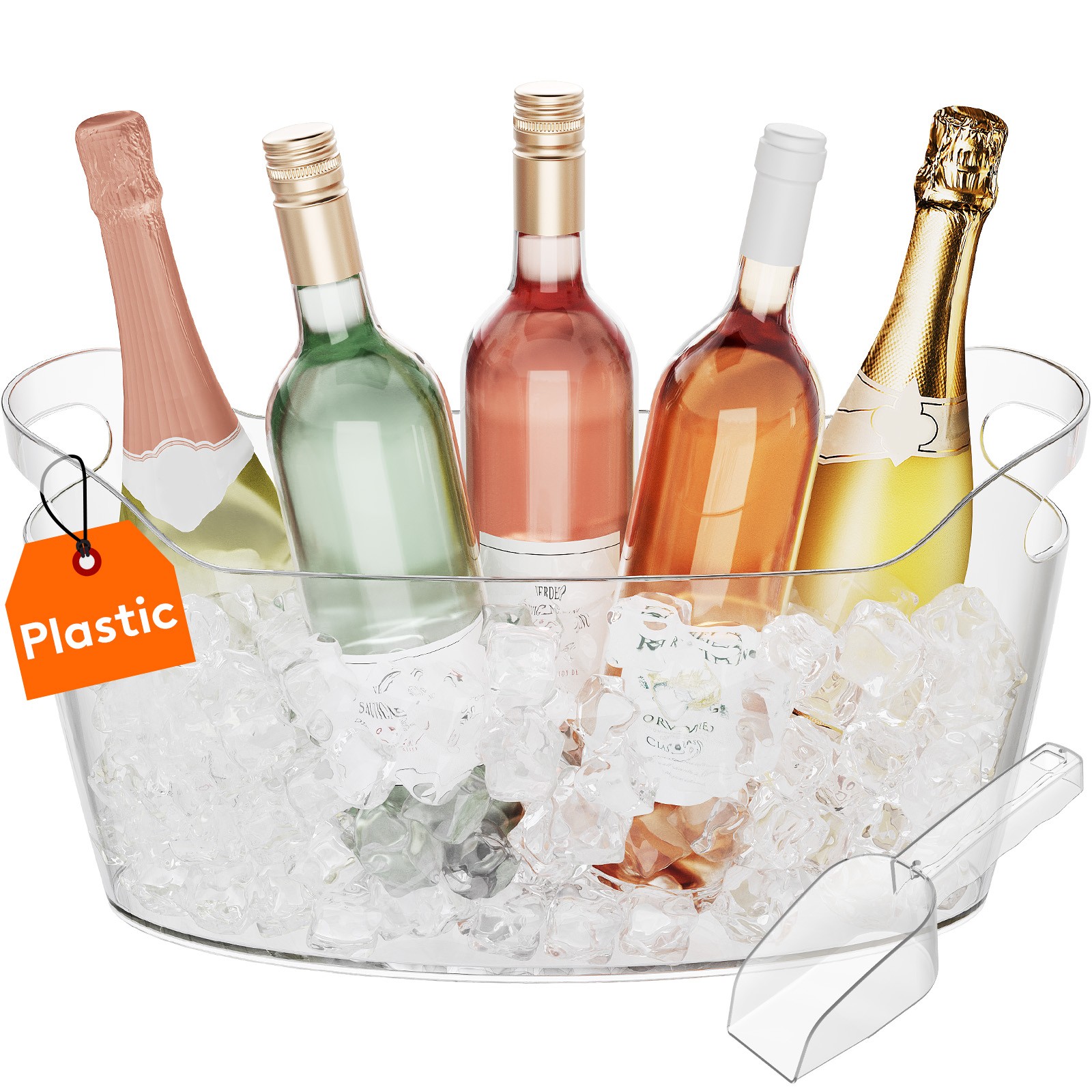 Large 6.5L Ice Bucket for Parties, Portable Drink Bucket for Bar