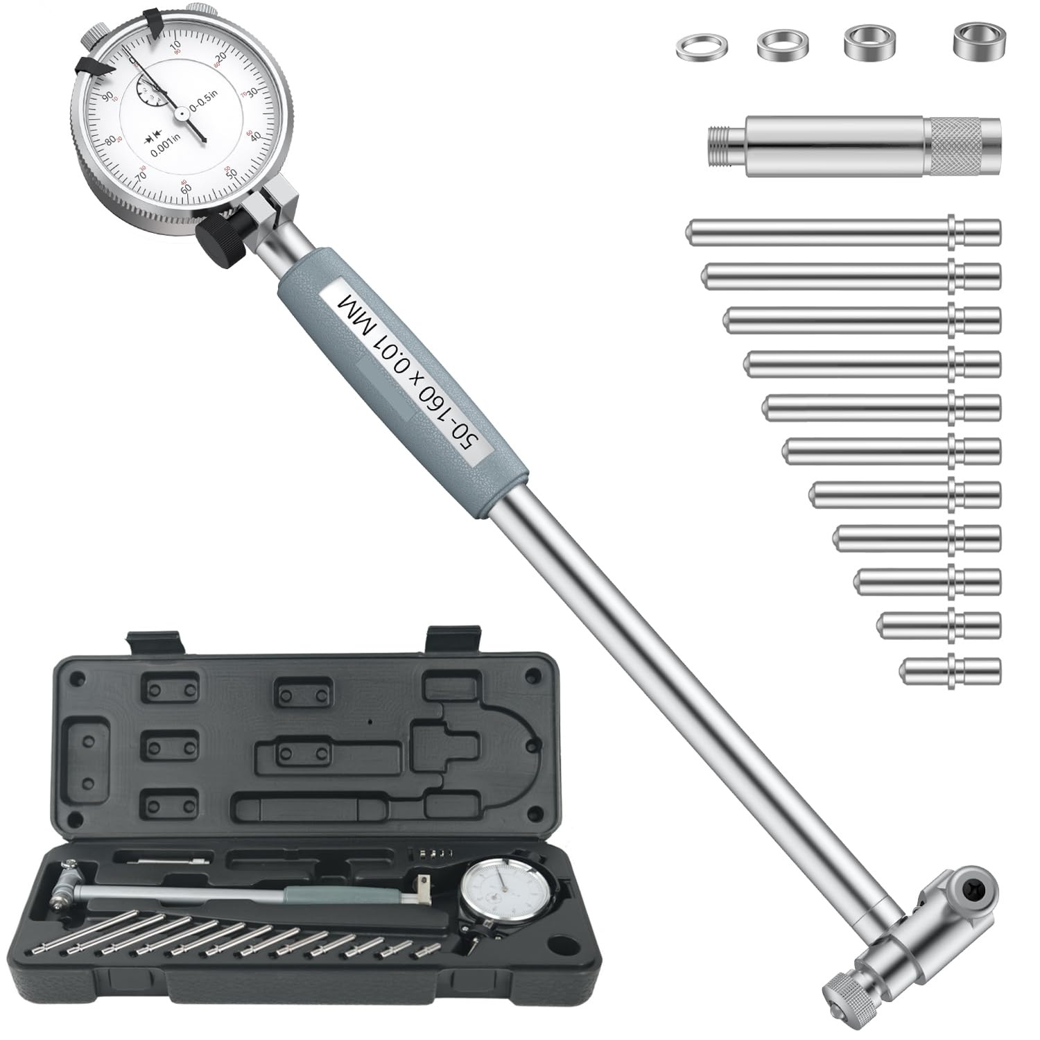 Dial Indicator Bore Gauges 2“-6”/0.001", Extender Internal Diameter Gauge, Cylin