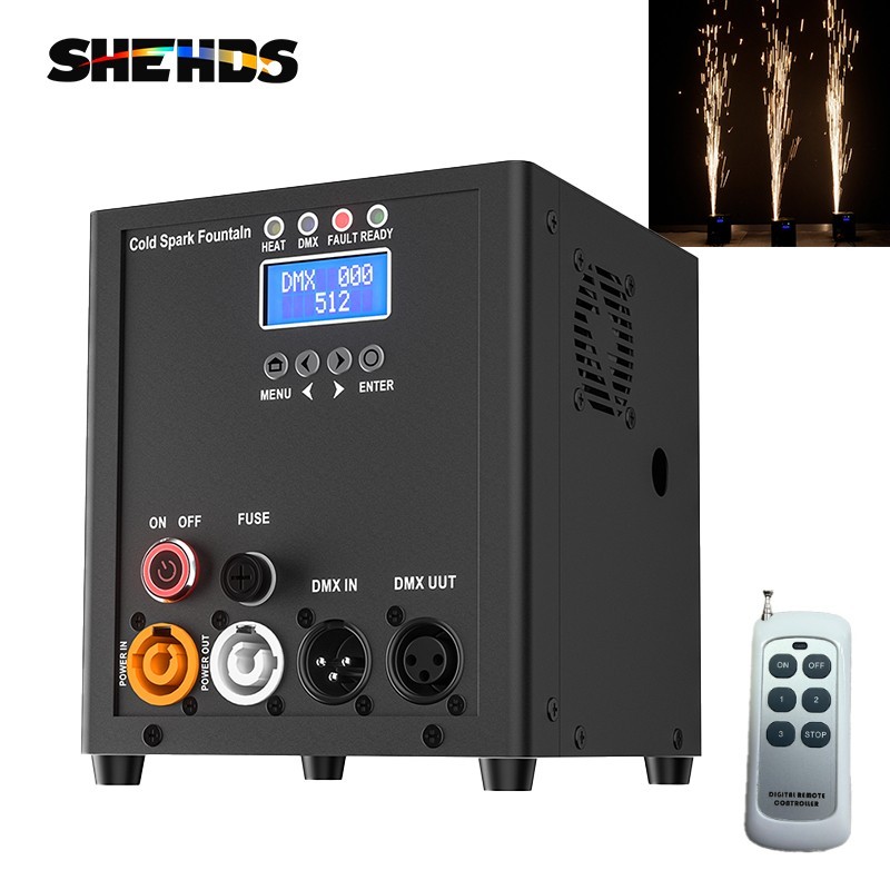 SHEHDS NEW Mini 450W Cold Spark Machine Firework DMX Show Effect Remote 2-5M