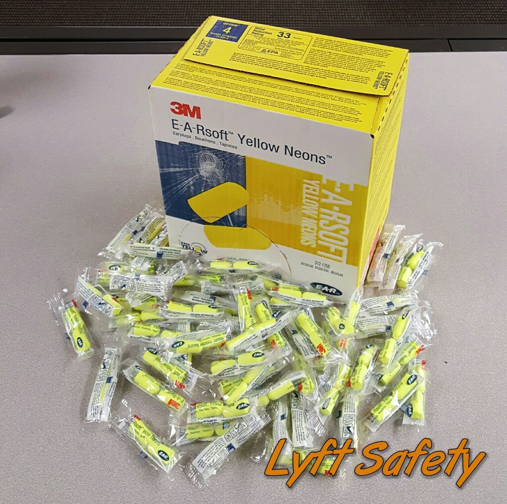 BULK 3M E-A-Rsoft Ear Plug Noise Reduction Yellow Neon Foam 1/Case = 10/Boxes
