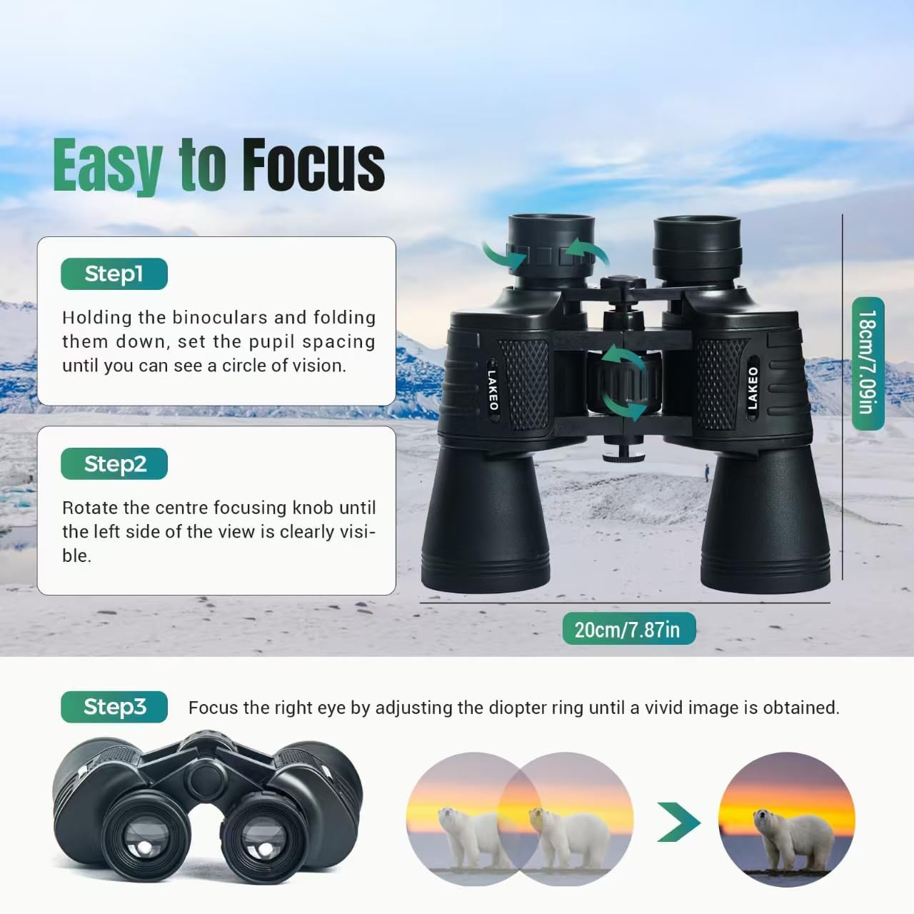 30X50 High Powered Binoculars for Adults, Waterproof Compact Binoculars with Low