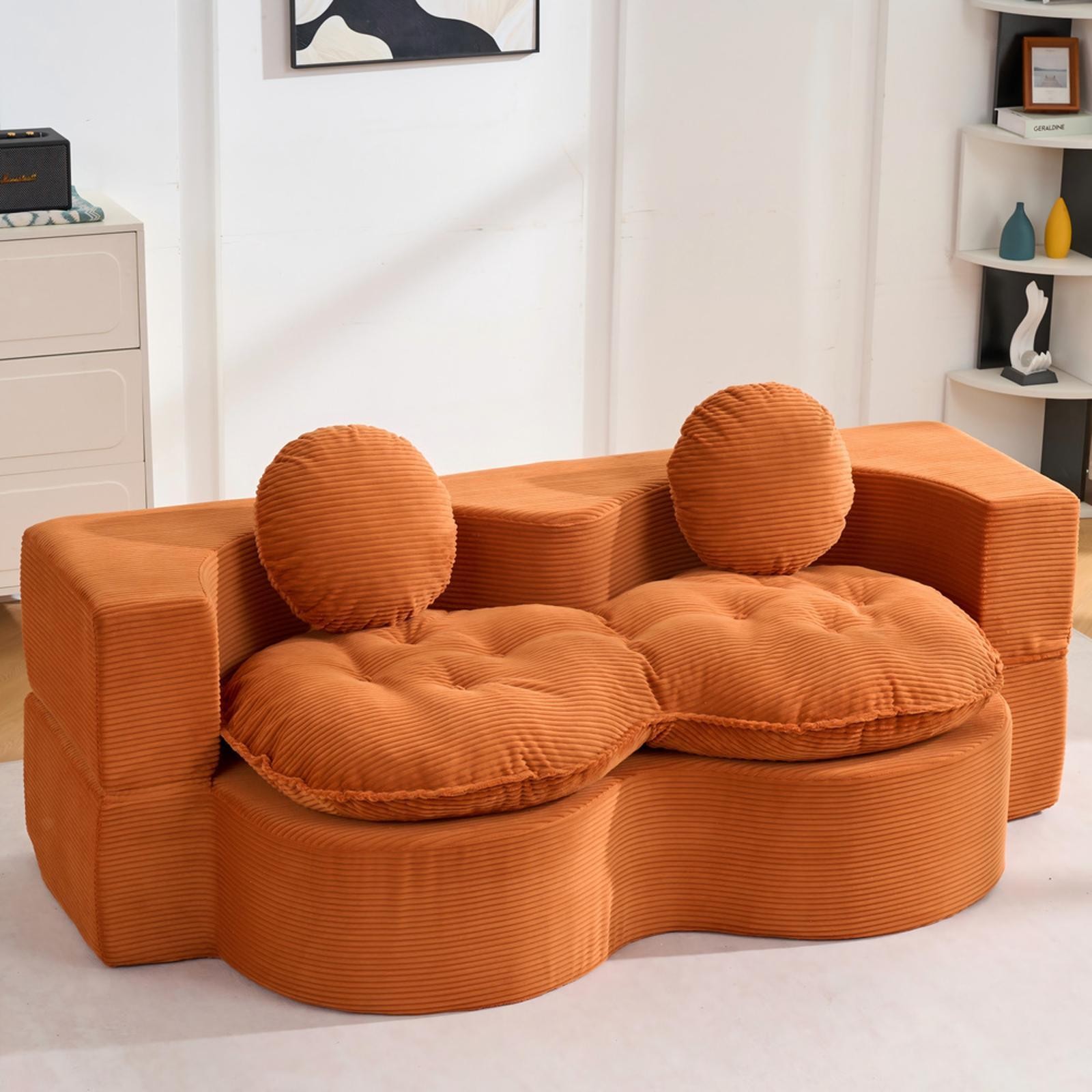 Foldable Guest Bed Modular Compressed Foam Loveseat Sofa Convertible Sleeper