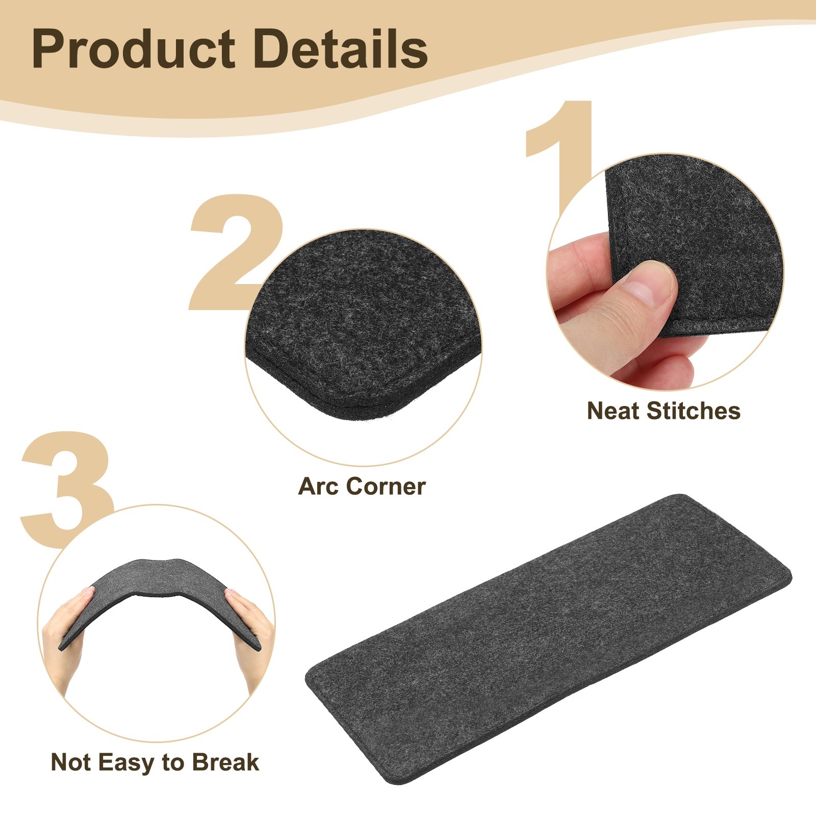 2Pcs Felt Base Shaper 13 x 6 Inch Rectangle Bag Bottom Shaper Dark Gray