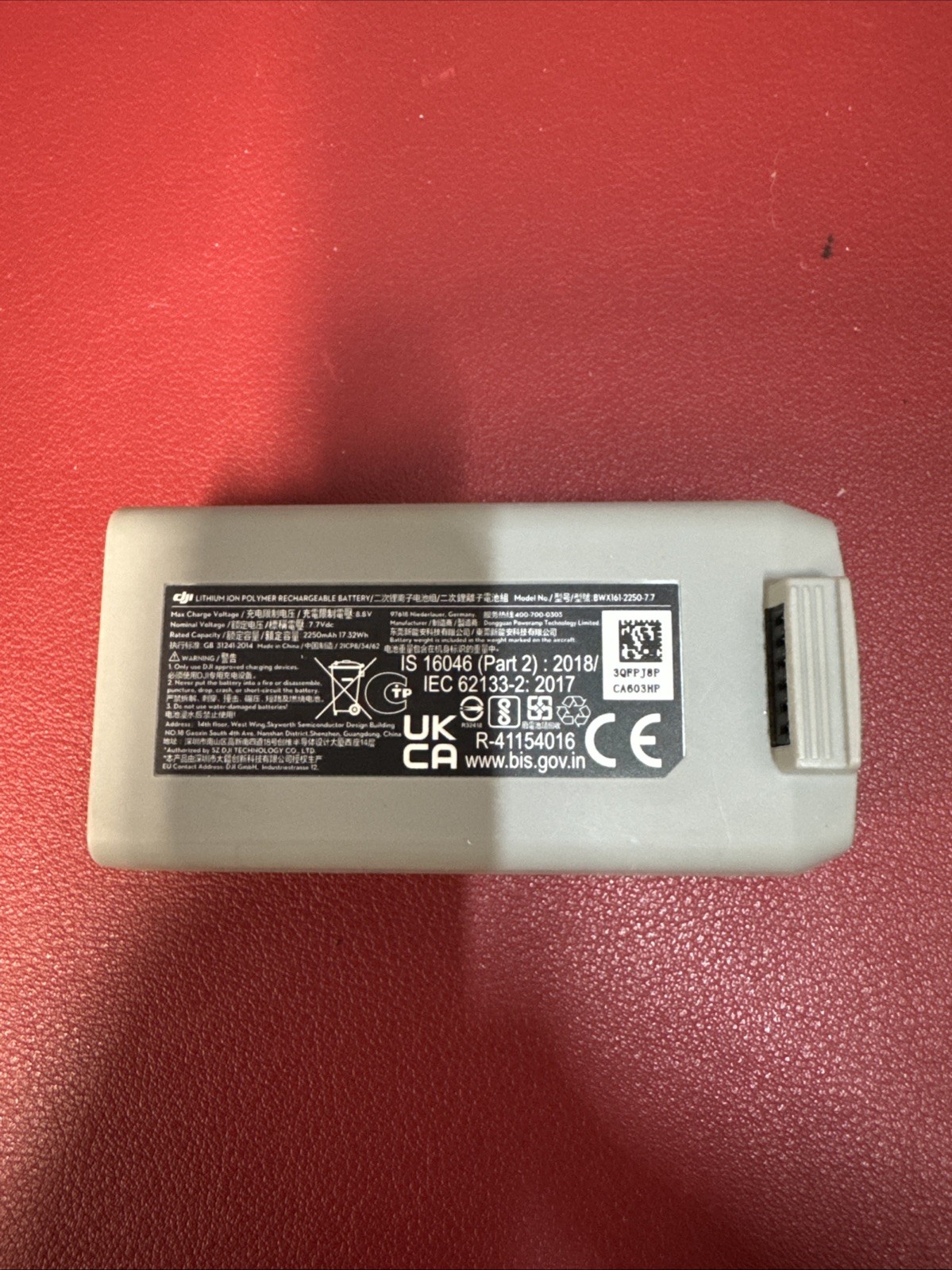 DJI Lithium ion Polymer Rechargeable Battery BWX161-2250-7.7 Authentic S