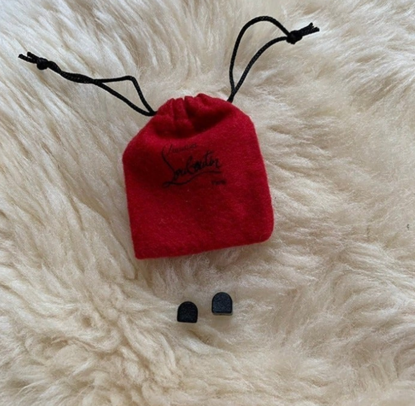 NEW Christian Louboutin Replacement Heel Black Protector Caps Tips 7mm
