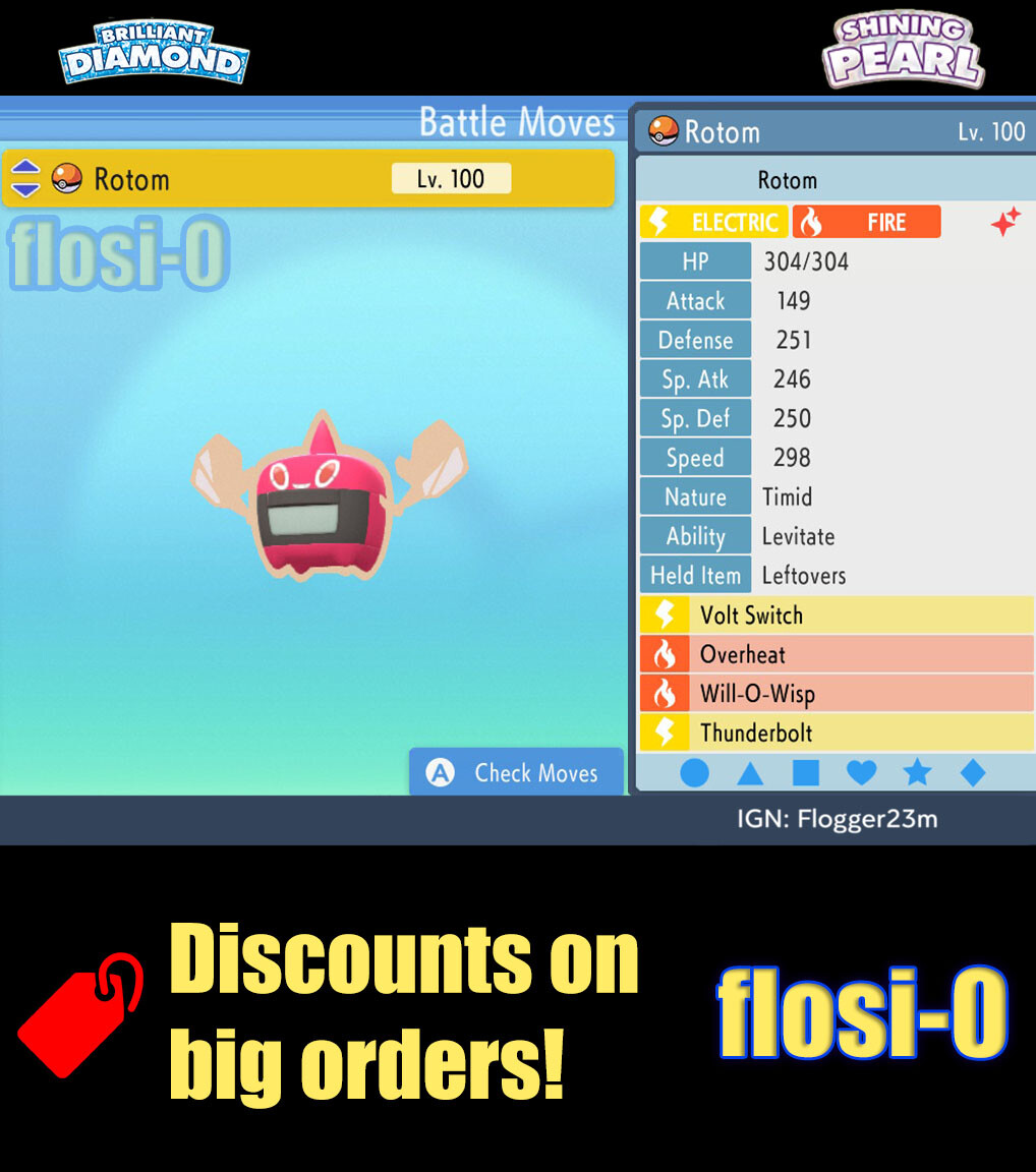 6IV Shiny Rotom Heat Pokemon Brilliant Diamond and Shining Pearl