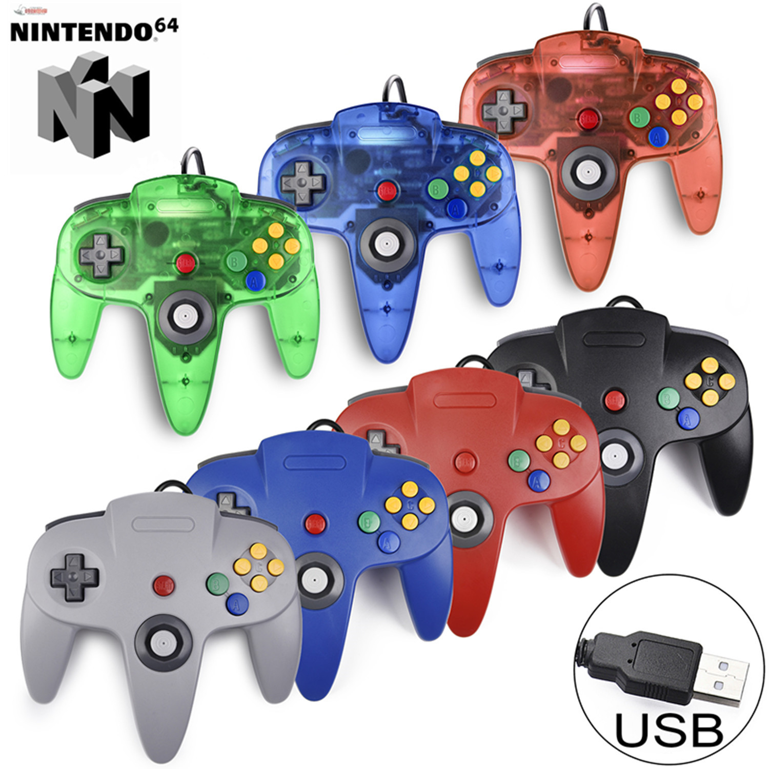 USB N64 SNES Xbox 360 Controller USB GamePad Joypad for Windows PC Raspberry Pi