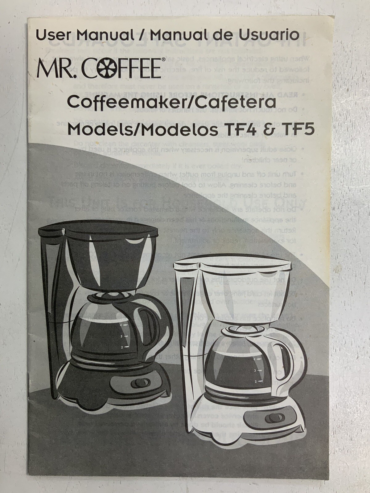 User Manual Mr Coffee Models TF4 & TF5 PreownedBookCom PreownedKitchenCom