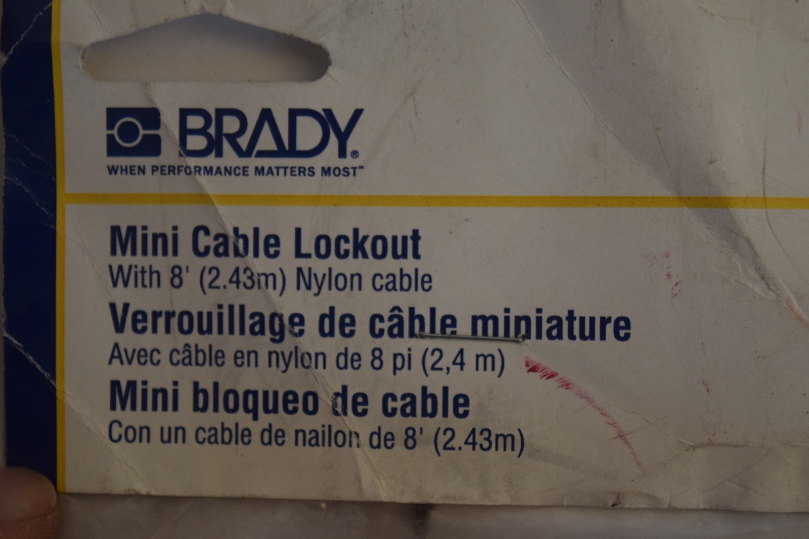 BRADY 51442 Retractable Cable Lockout, 8 ft L, 6 Locks Max