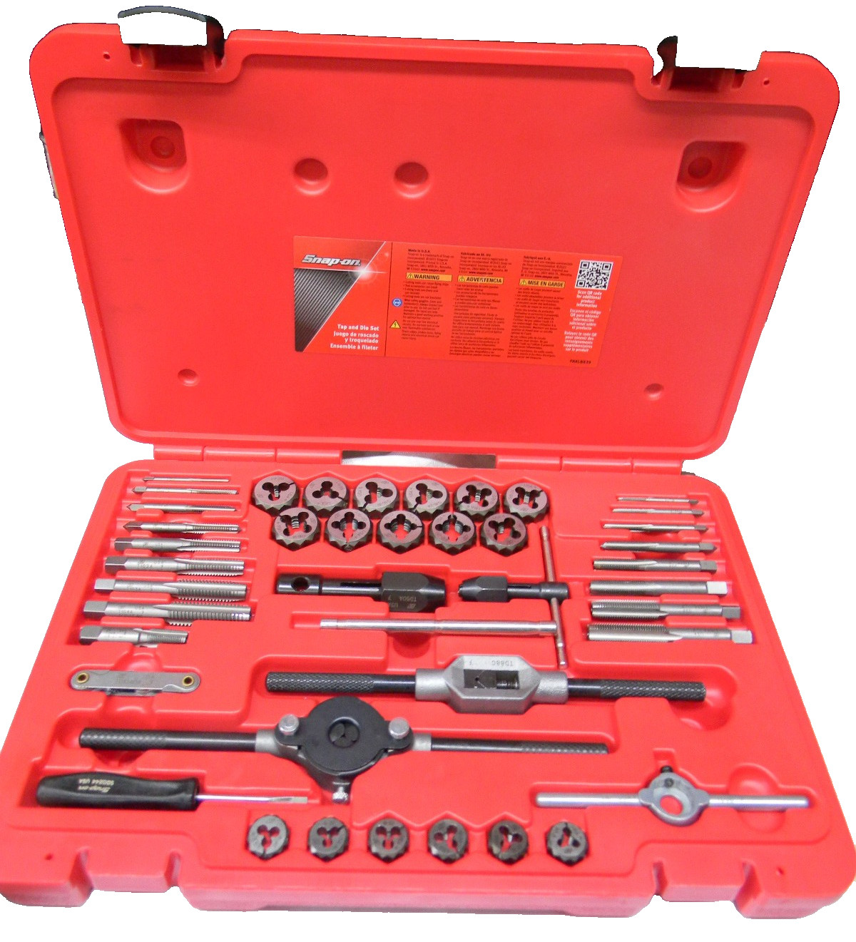 SNAP-ON 41PC SAE TAP AND DIE SET IN PLASTIC CASE #TD2425A (COMPLETE SET)