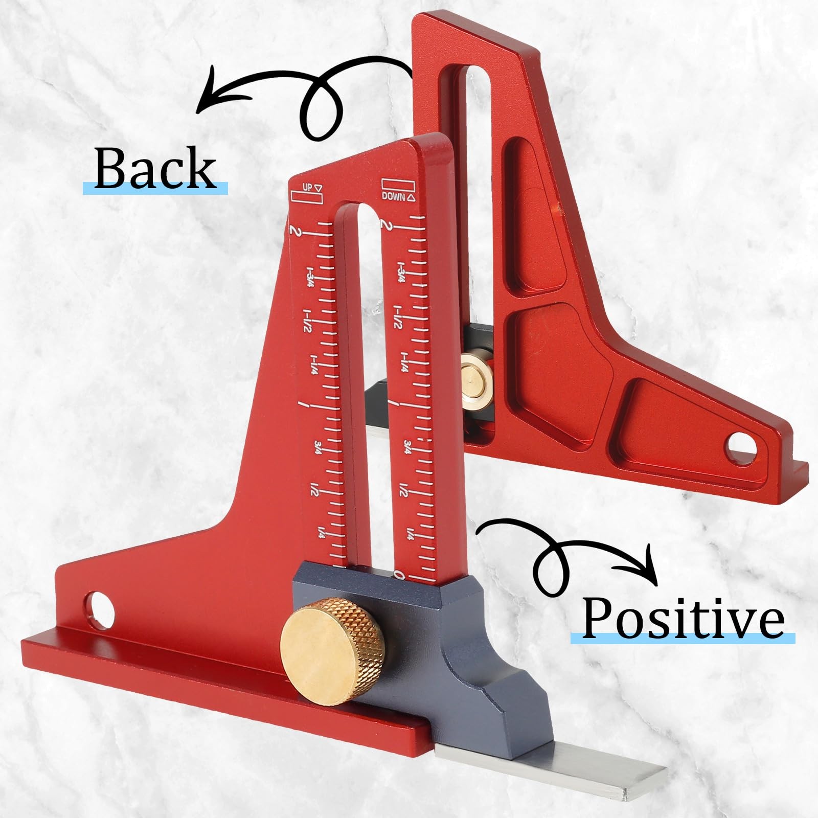 Woodworking Height Gauge, Precision CNC-Machined Depth Measuring Tool, Anodiz...