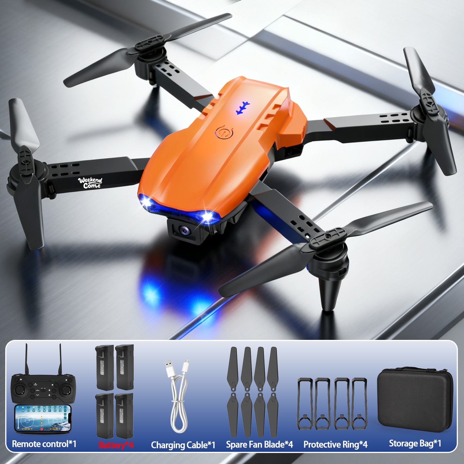 RC Drone HD Dual Camera WiFi FPV Foldable Quadcopter Remote Control 4 Battery