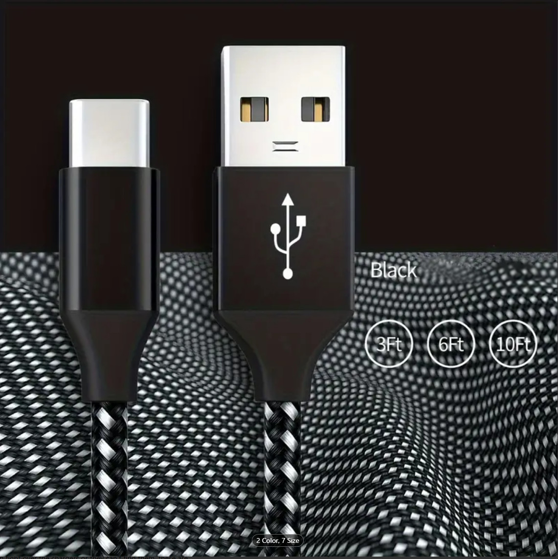 Heavy Duty Charging Phone Cable Type-C USB-C For Samsung Android LG Charger