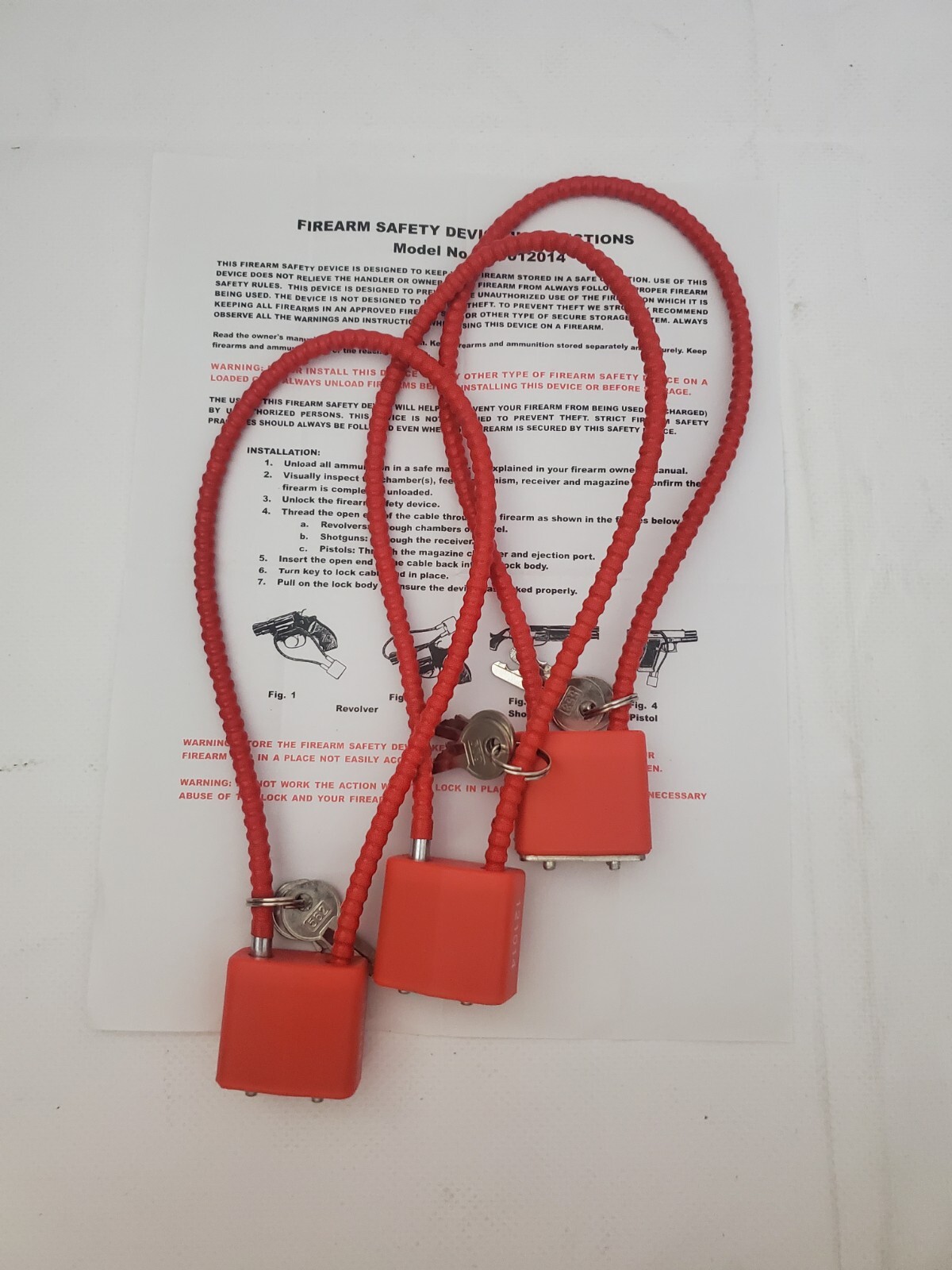 Three Cable Gun Lock Pistol Shotgun Rifle Child Safety**FREE SHIPPING