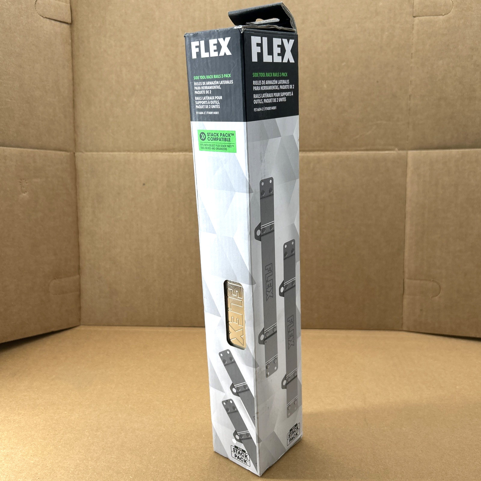 FLEX Stack Pack Side Tool Rack Rails 2-3/8"L x 2-3/4"W x 15-3/4"H 2-Pack