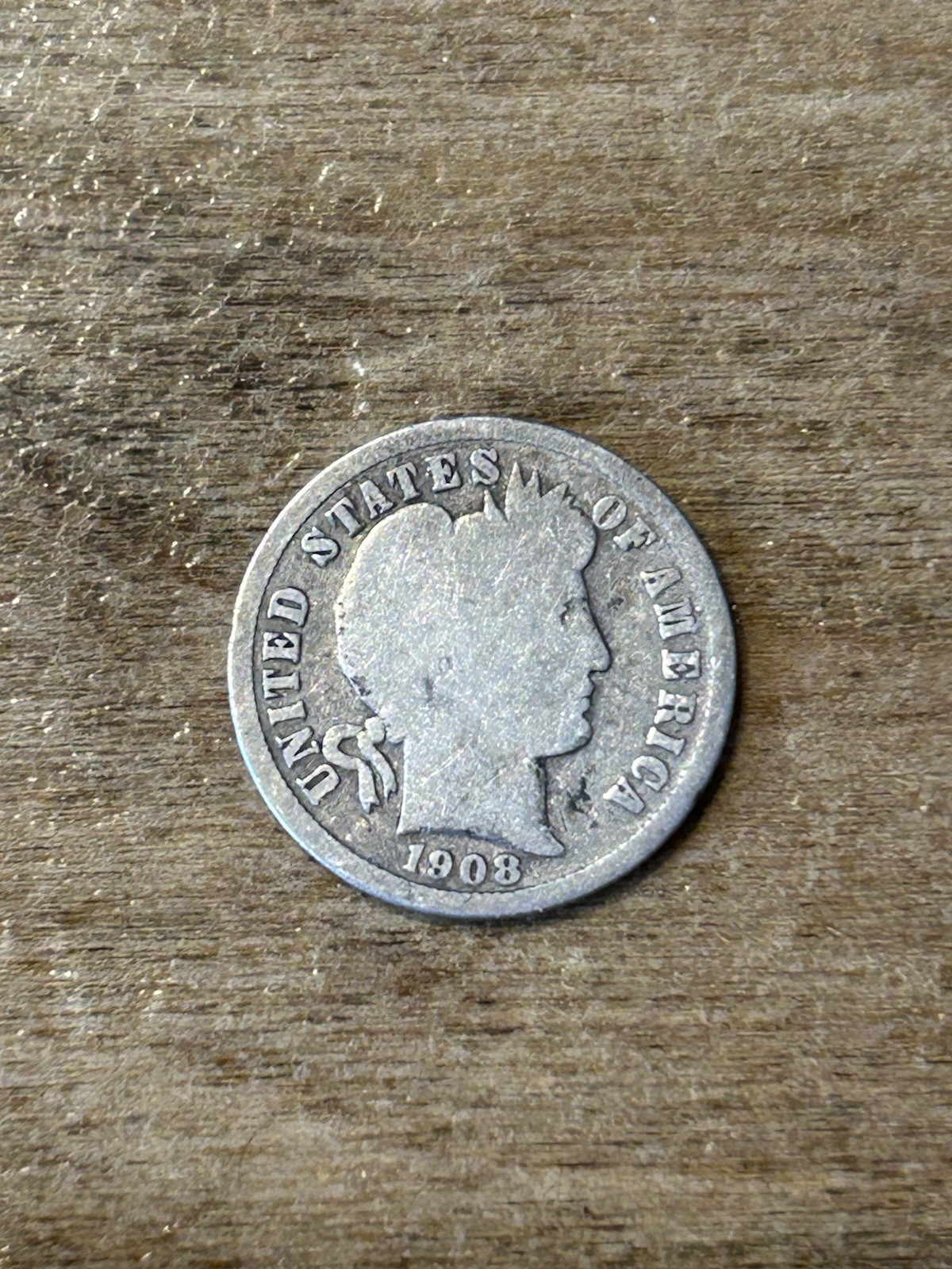 1908D Barber Dime G+