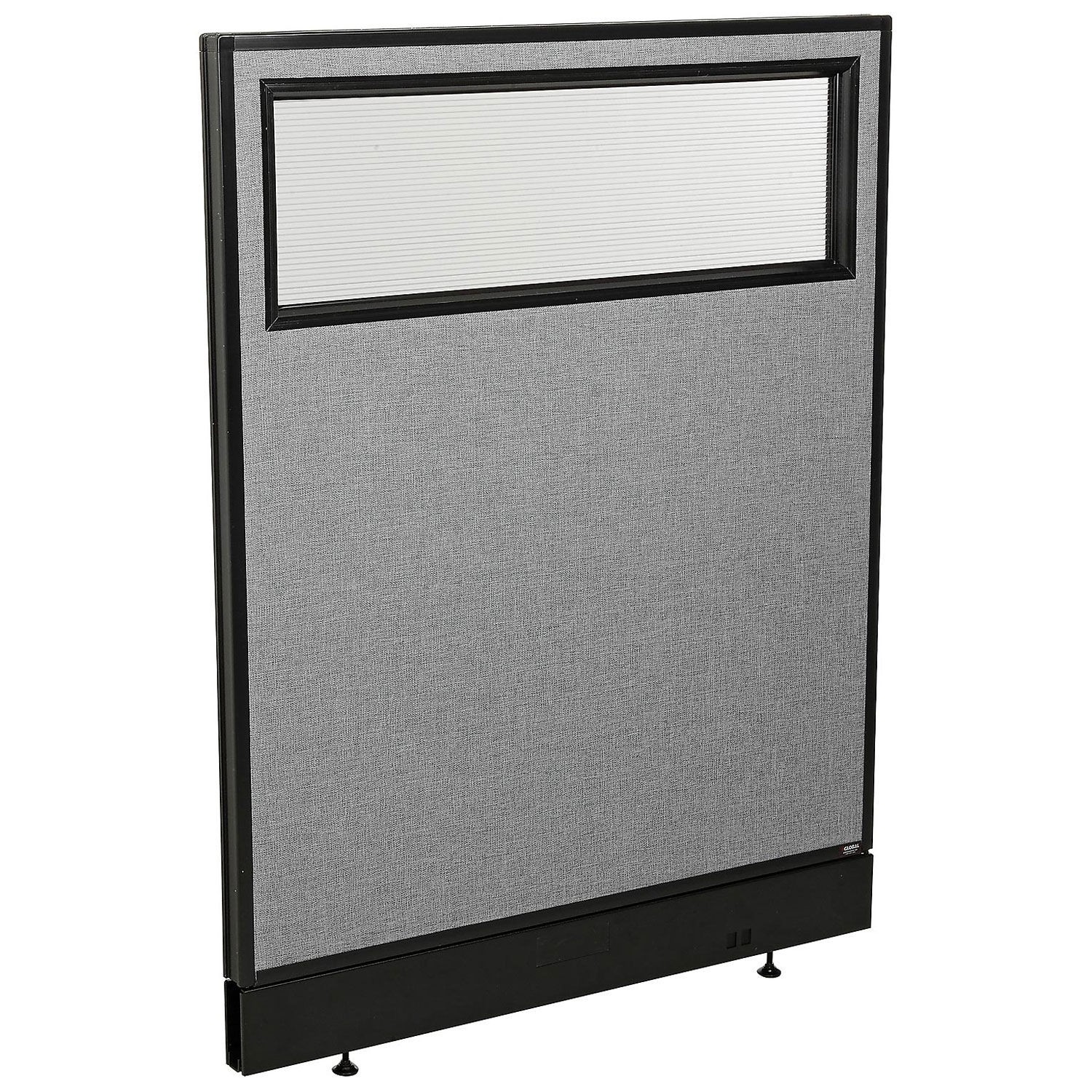 36-1/4"W x 46"H Office Partition Panel with Partial Window Raceway Gray