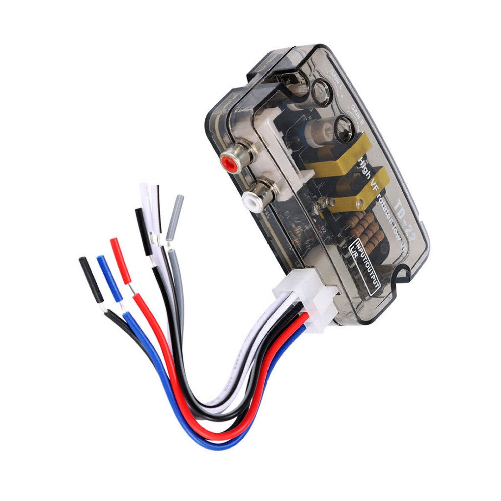 12V Car Stereo Speaker Output to RCA Output Adapter Speaker Level Converter Q