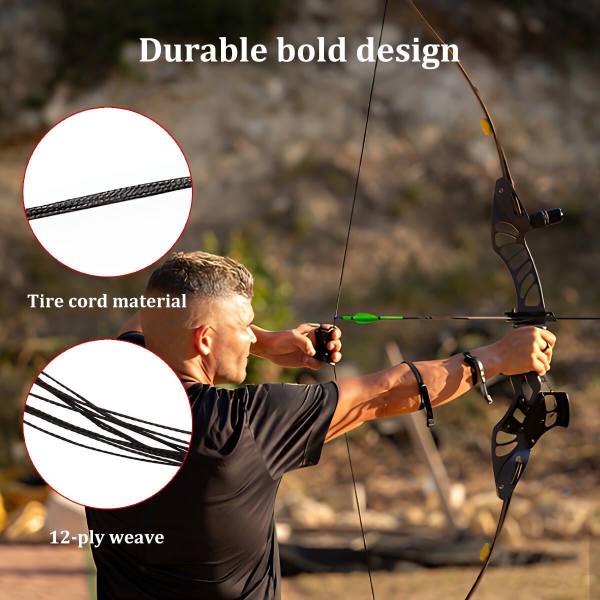 12 Strands Bow String Replacement for 57" Recurve Bow and Long Bow Bowstrings