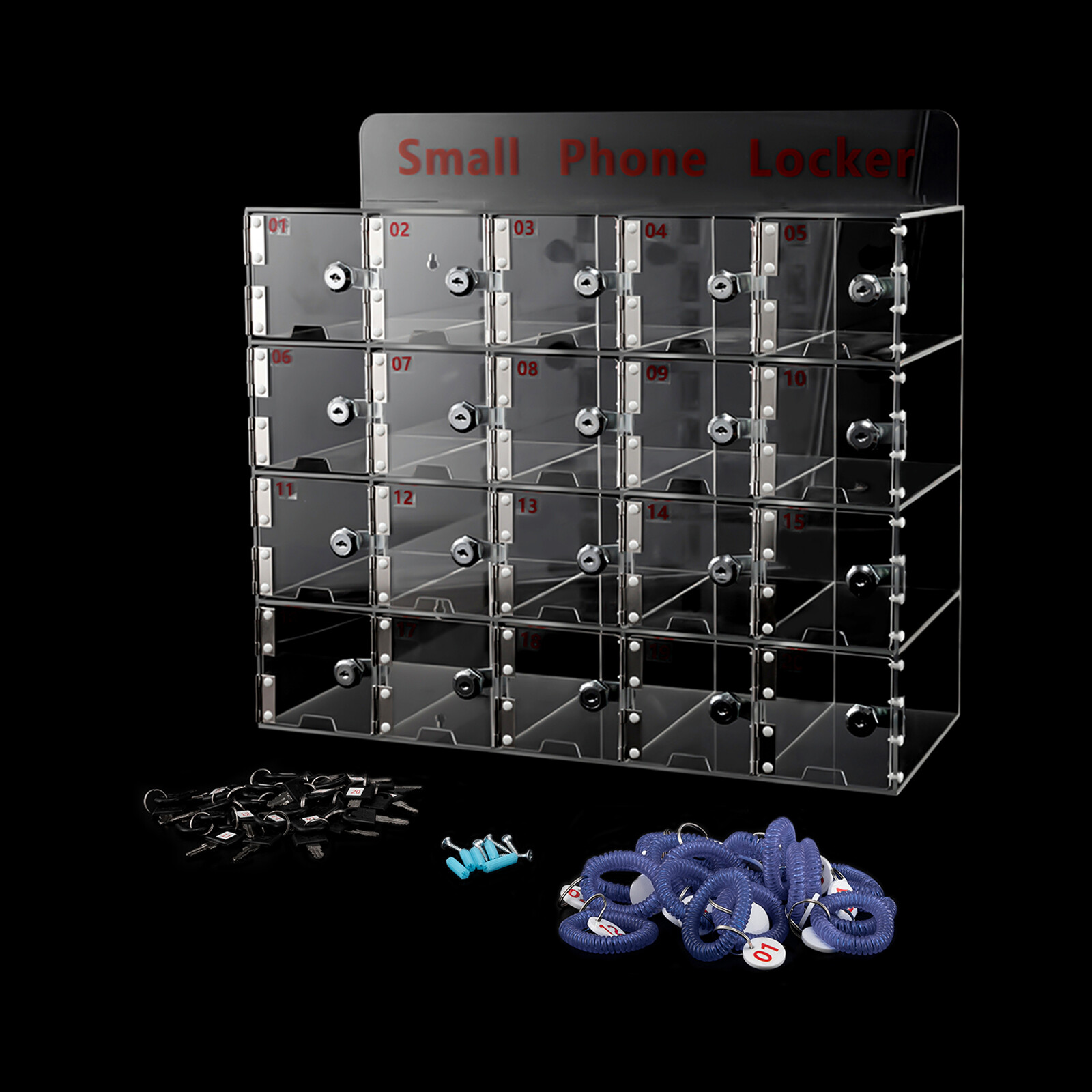 Clear Acrylic Cellphone Locker Rectangular Cell Phone Storage Box with Keys