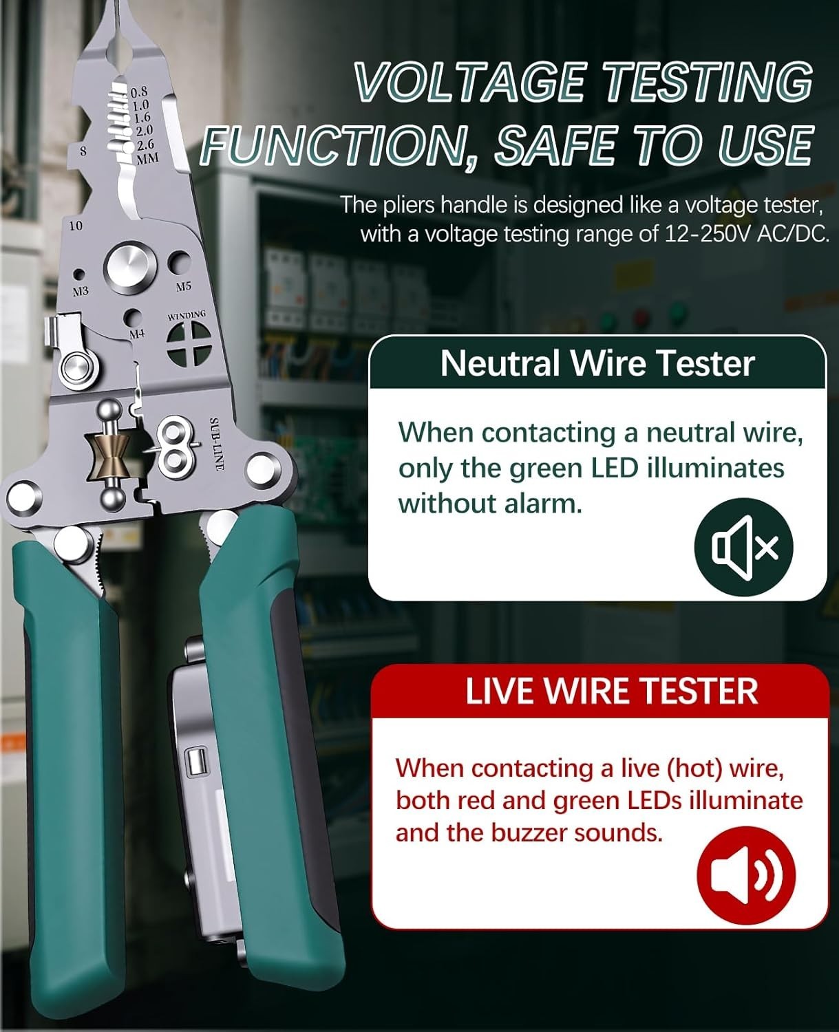 15-in-1 Multi-Function Wire Strippers with Voltage Tester - Compact & Ergonomic
