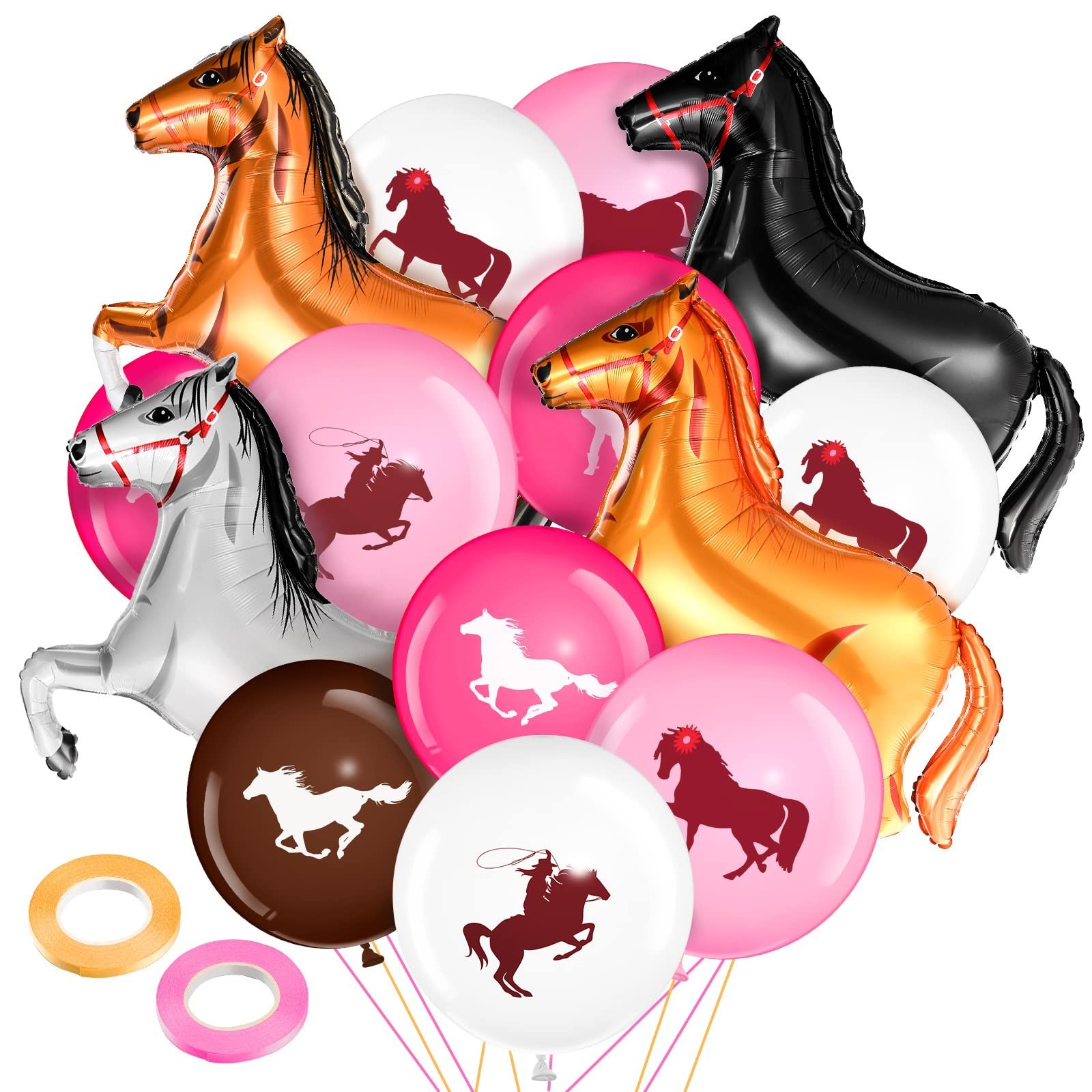Civaner 46 Pcs Western Party Horse Balloons Cowgirl Cowboy Decoration Kit Set...