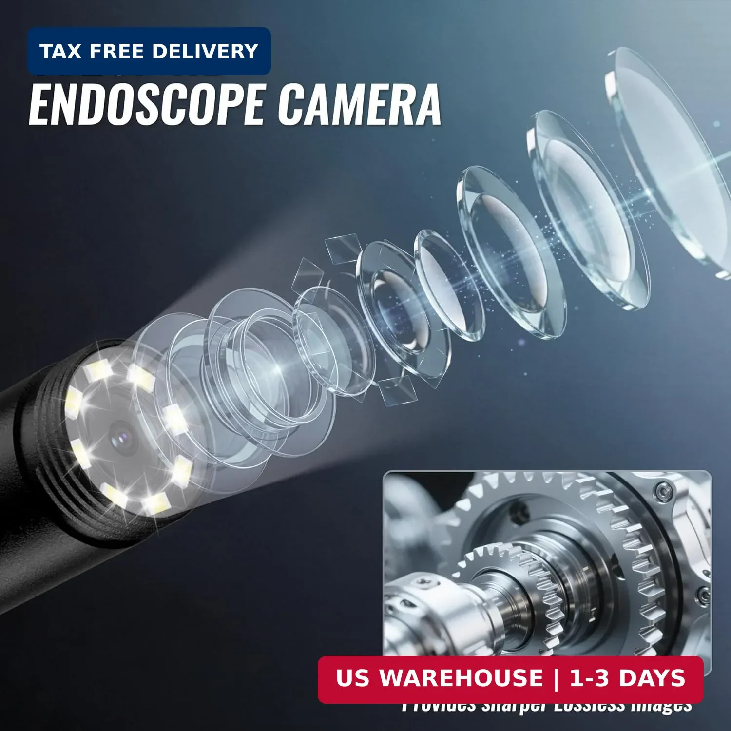 16.4FT Industrial Endoscope Camera, 1920P HD Semi Rigid Snake Borescope