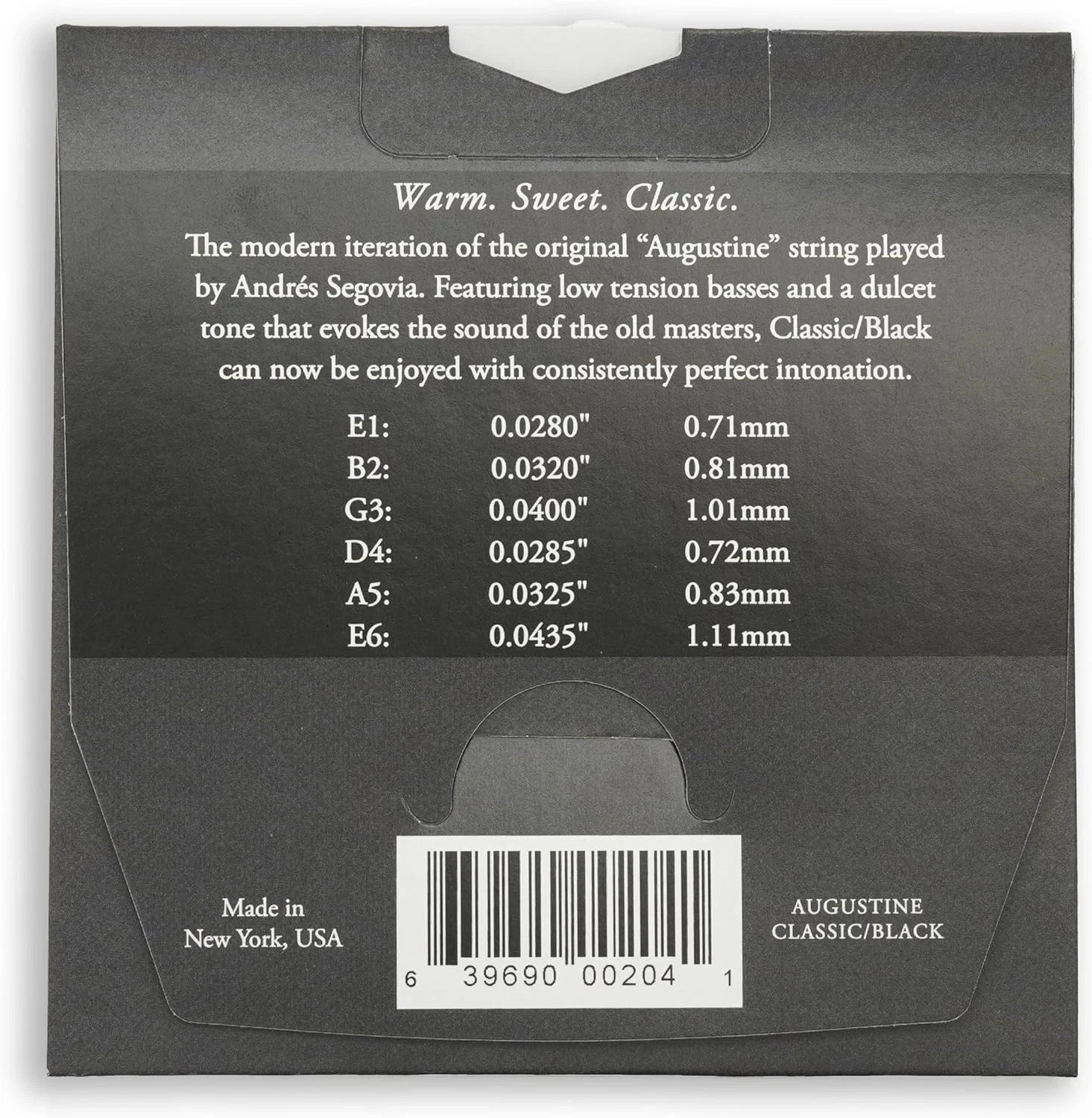 AUGUSTINE BLACK CLASSIC NYLON LOW TENSION CLASSICAL GUITAR STRING SET