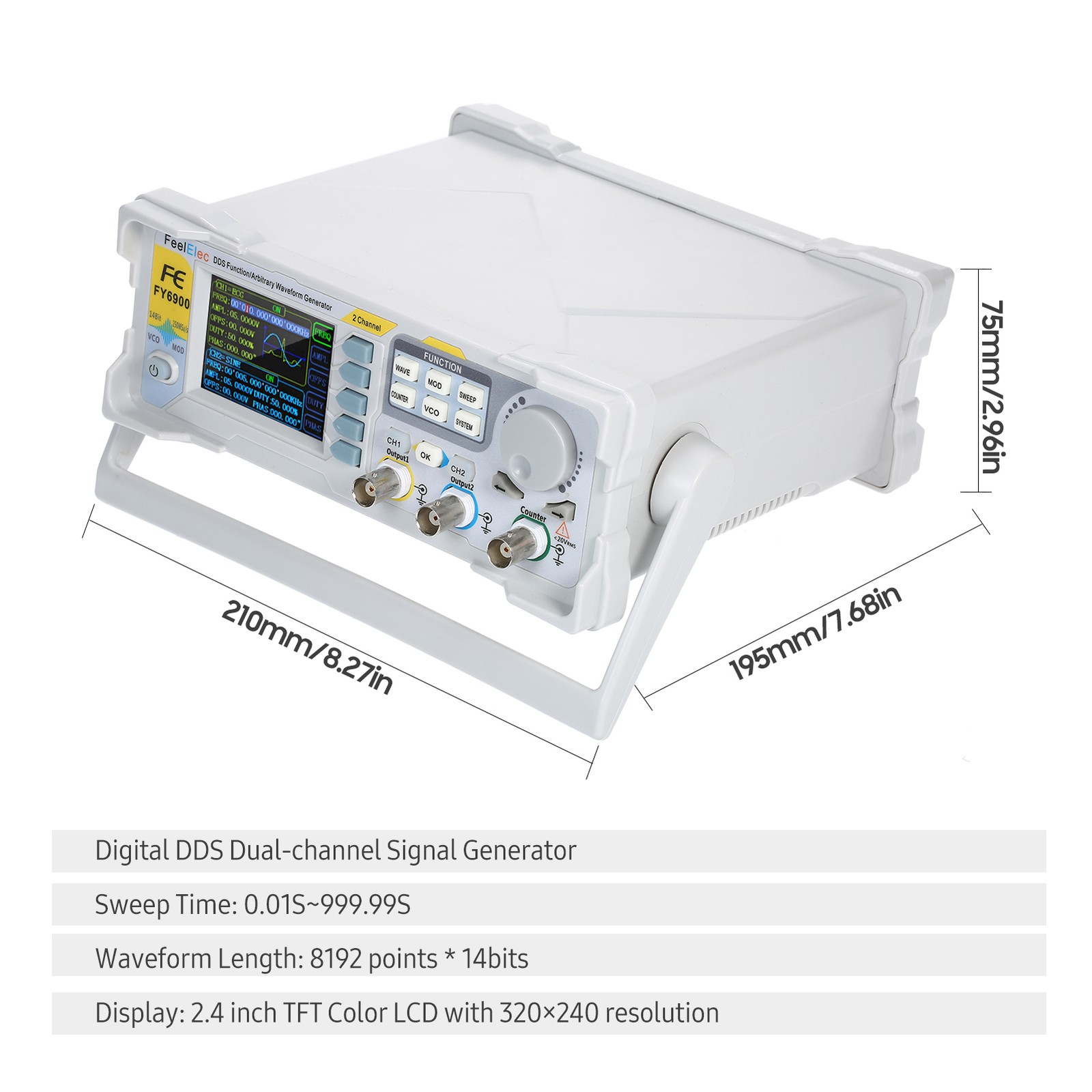 Dual-Channel 60MHz DDS Function Generator 250MSa/s Waveform Pulse Source V1