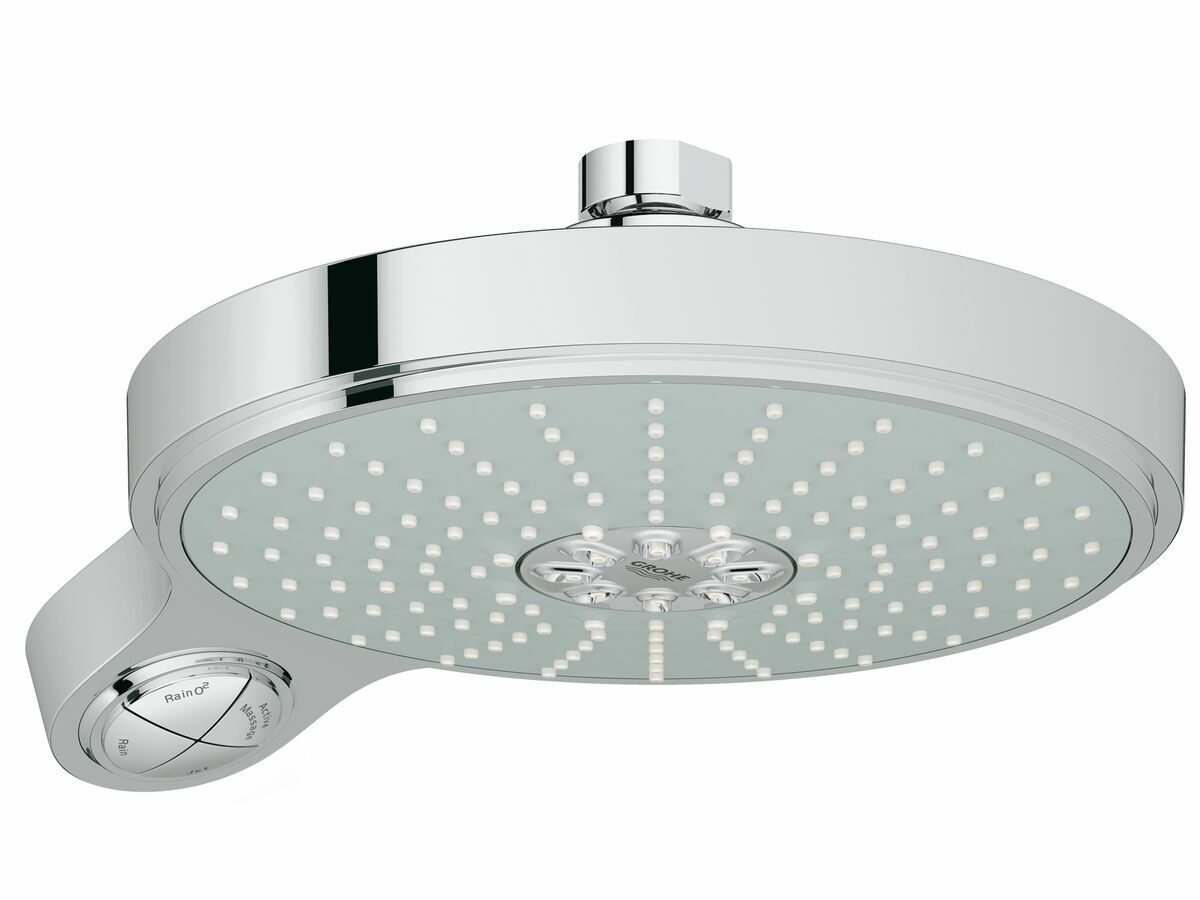 GROHE Power & Soul Cosmo 190 Overhead Shower 4 Function Chrome with Arm