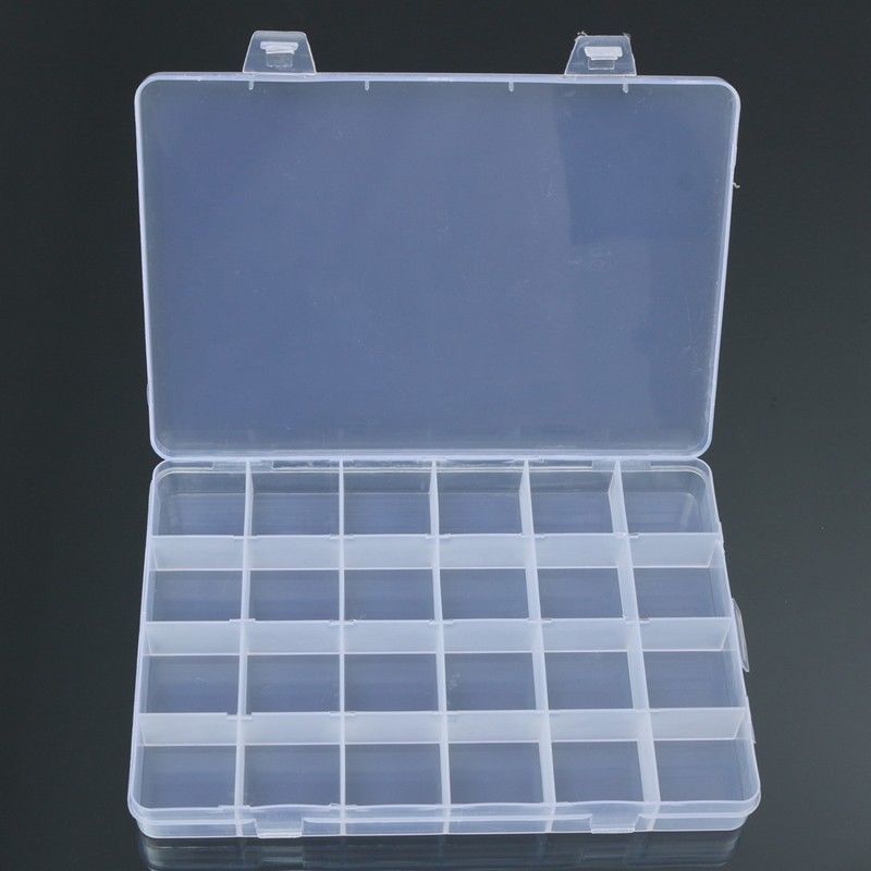 Jewelry Organizer Box - 24 Compartments, Plastic, Ideal for Beads & Crafts