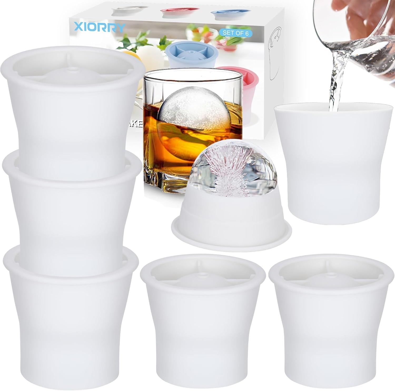 Upgrade Ice Molds 4 PCS Silicone Sphere Ice Mold Maker Stackable Easy Release