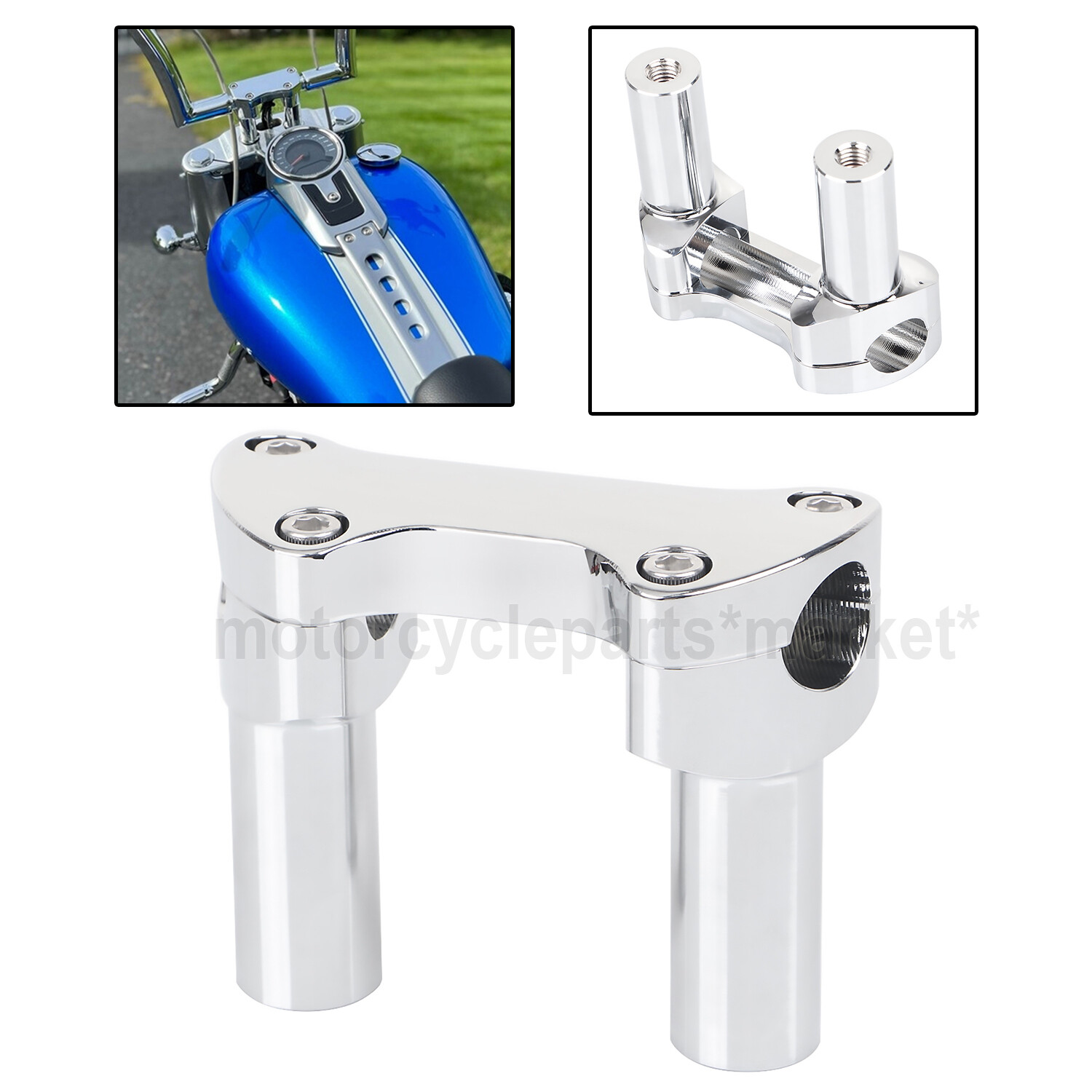 Front 3.5" CNC Handlebar Risers Top Clamp For Harley Heritage Softail Dyna FXDL