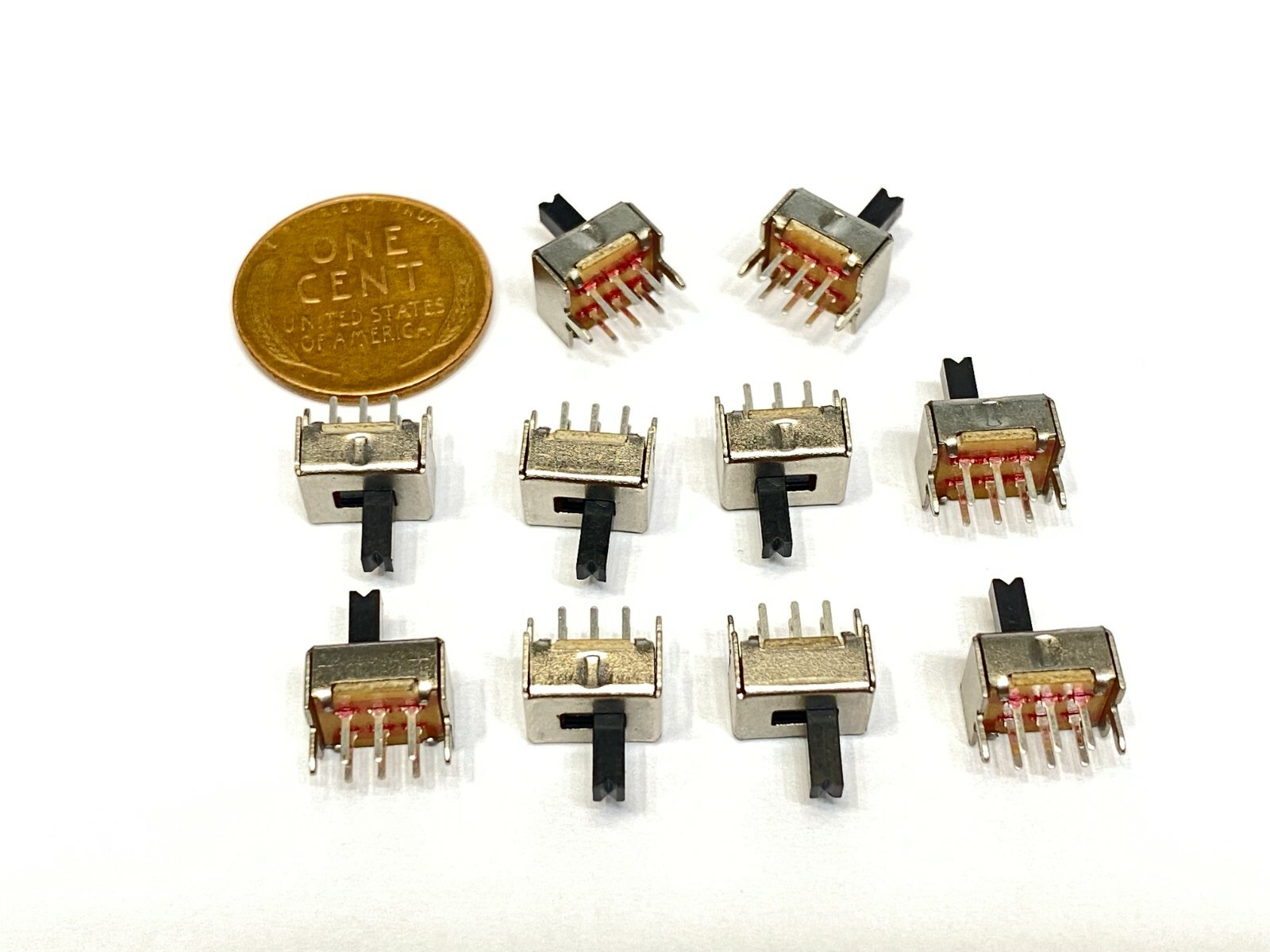 10 Pieces Slide switch  2P2T DPDT 6pin off/on SS-22D07VG5 small 8mm x 6mm E26